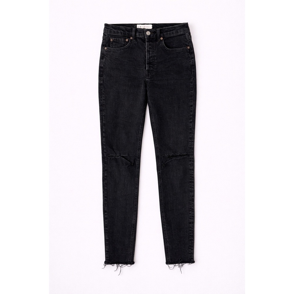 We The Free Black Distressed Skinny Jeans‎ Raw Hem High Rise 27